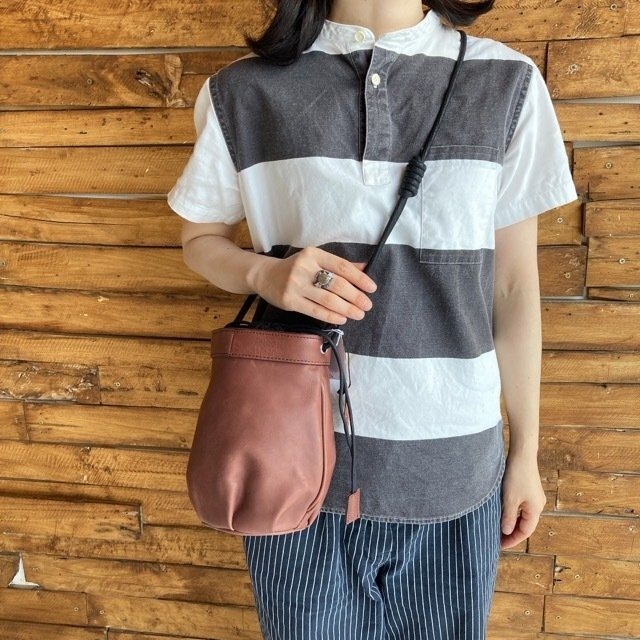 Topanga Bag　コロン巾着レザーバッグ　ブラウン