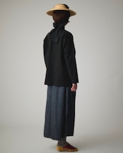 【suie】Bamboo linen skirt/バンブーリネンスリットスカート(ネイビー)