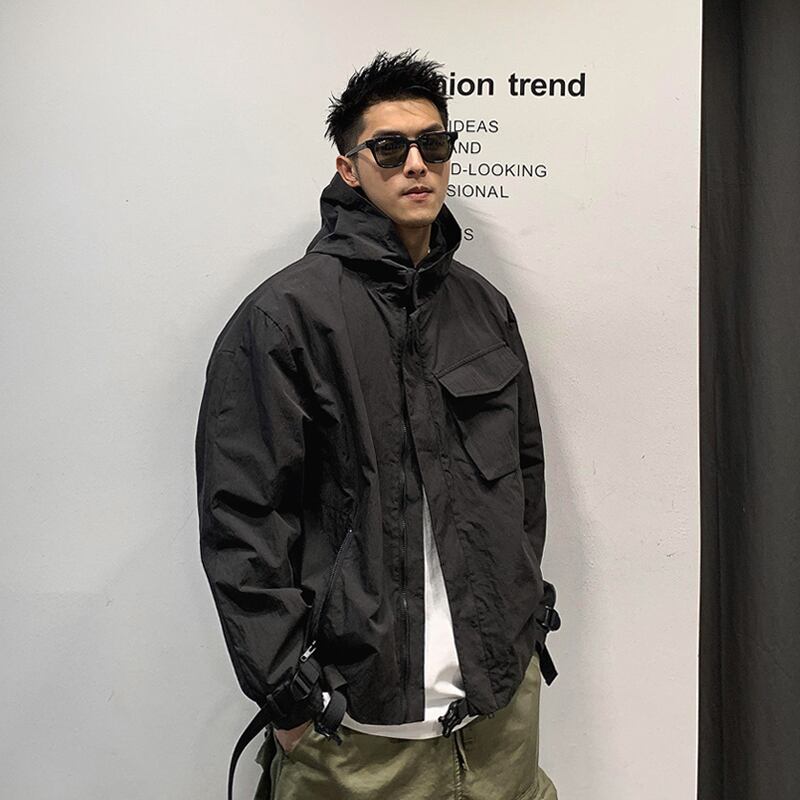 フードジャケット ソリッド カラースプリング自然派トップス ストリート 春物 ソリッドカラー Xu_Tailang49012627801