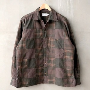 Patch Work Check Shirts Jacket　Brown