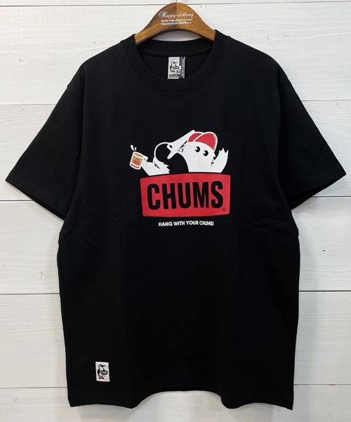 CHUMS (チャムス) 東北別注 CHUMS×OM Logo 半袖Tシャツ ブラック CH01-2050