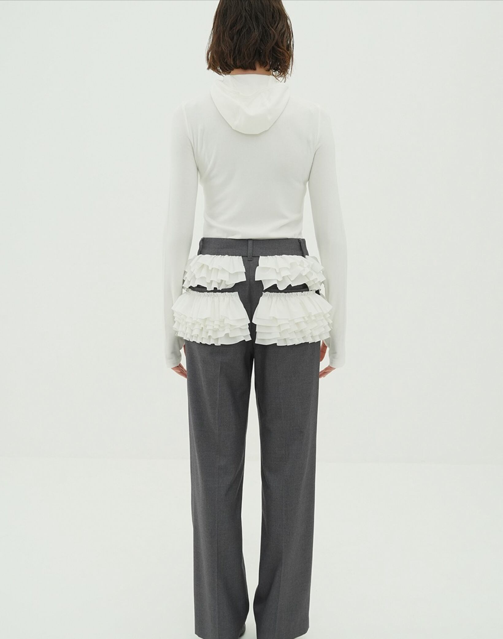 CLANE FRILLED SLACKS GRAY | FLICKA ASHIYA