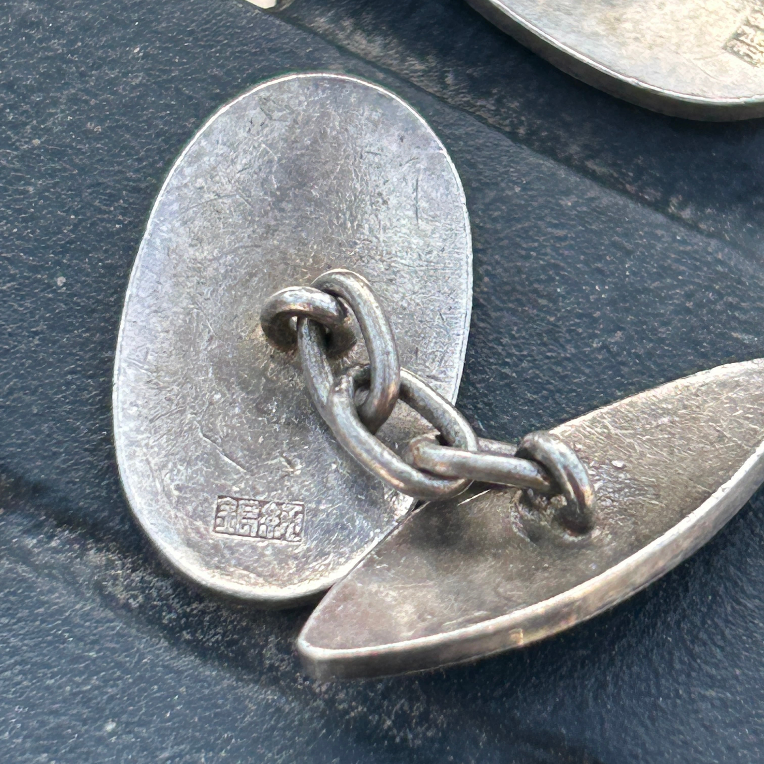 ヴィンテージ　輸出用七宝カフスボタン　スカイブルーに紅葉