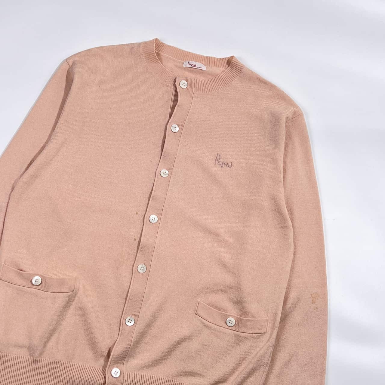 シルク カシミヤ混 Papas パパス ニット カーディガン M/うすピンク系 メンズ