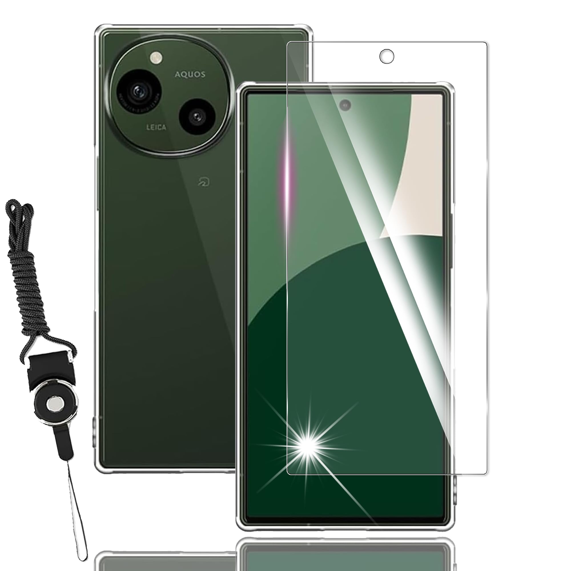 【Awubaige】For AQUOS R10 用の ガラスフィルム + For AQUOS R10 用の ケース クリア For r10 SH-51F 用の フィルム 耐衝撃 硬度9H 全面保護 保護フィルム 飛散防止 クリアカバー TPU 保護ケース スマホケース 落下防止 軽量 透明 散熱加工