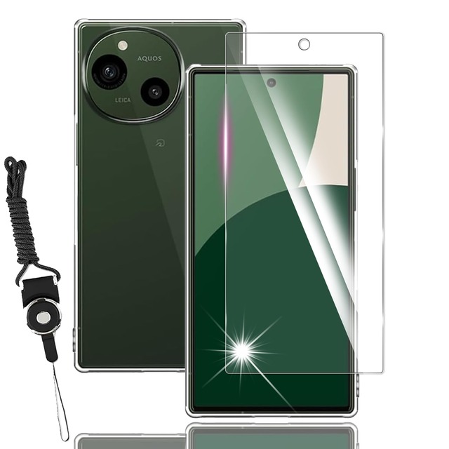 【Awubaige】For AQUOS R10 用の ガラスフィルム + For AQUOS R10 用の ケース クリア For r10 SH-51F 用の フィルム 耐衝撃 硬度9H 全面保護 保護フィルム 飛散防止 クリアカバー TPU 保護ケース スマホケース 落下防止 軽量 透明 散熱加工
