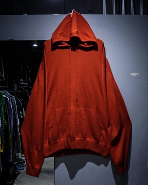【add (C) vintage】90's Vivid Orange Vintage Cashmere Knit Hoodie