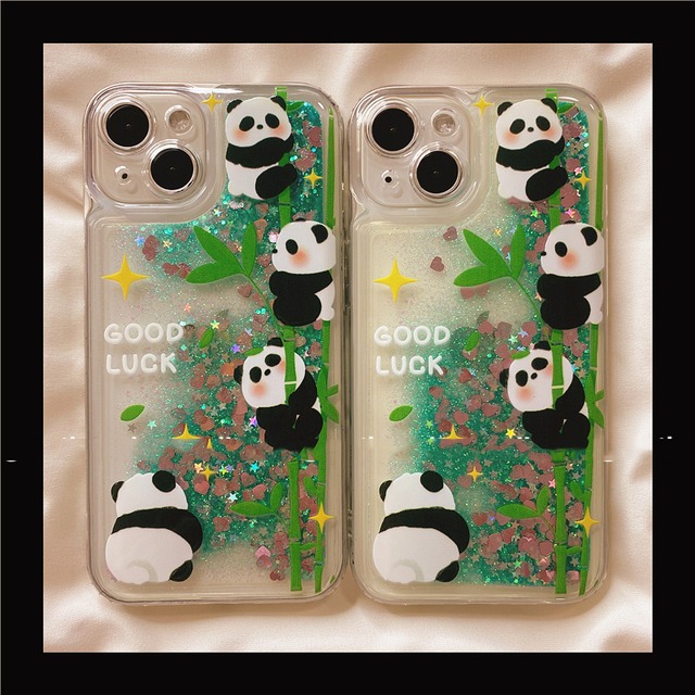 【之】スマホケース グリーン iPhone case チャイナ風 パンダ