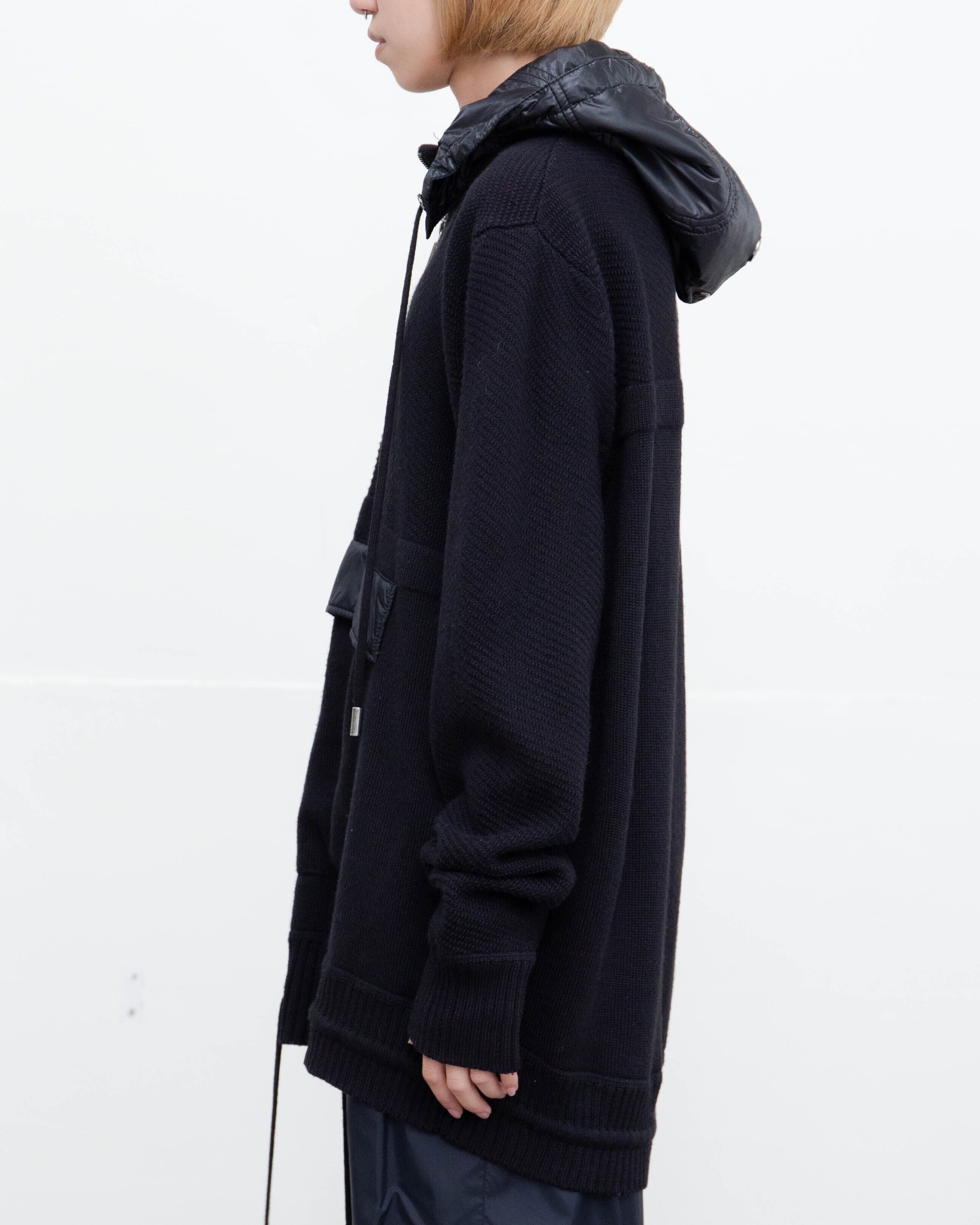 2000s DIRK BIKKEMBERGS - half-zip knit jumper w/detachable nylon