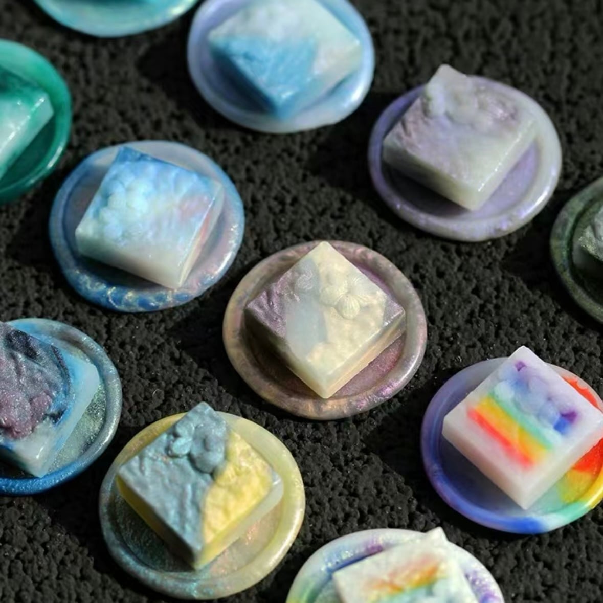 ☆虹キューブ全24色・ハンドメイドシーリングワックス 24粒入り