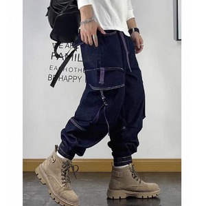 Utility cargo denim jogger pants 1307
