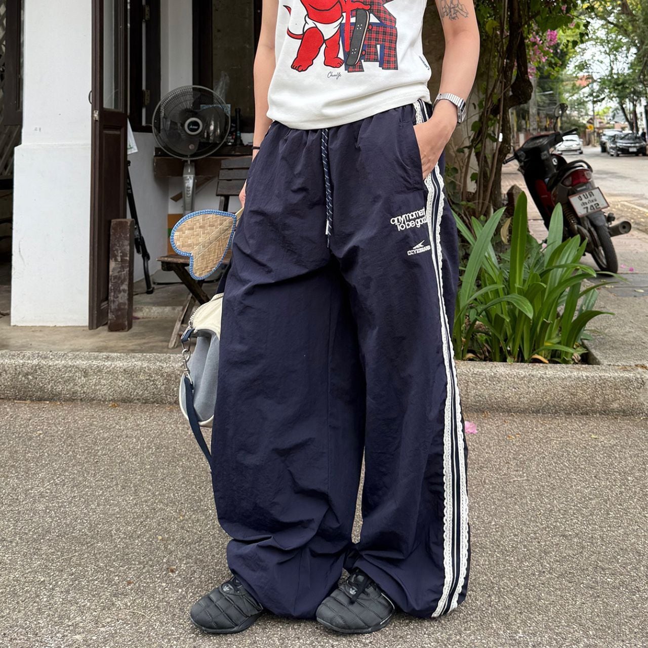 ロゴレースサイドトラックパンツ R00609