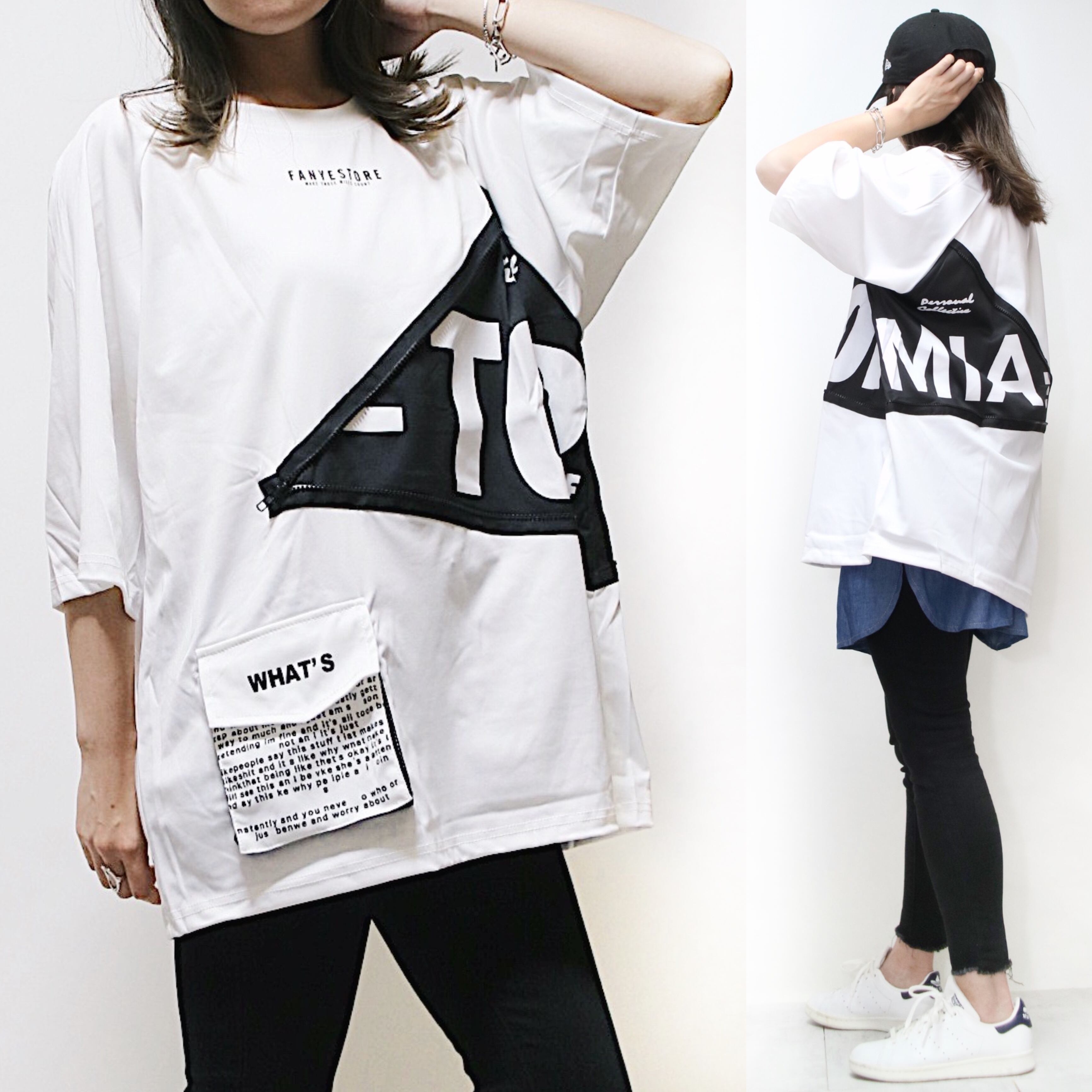 ジップデザインビッグTシャツ