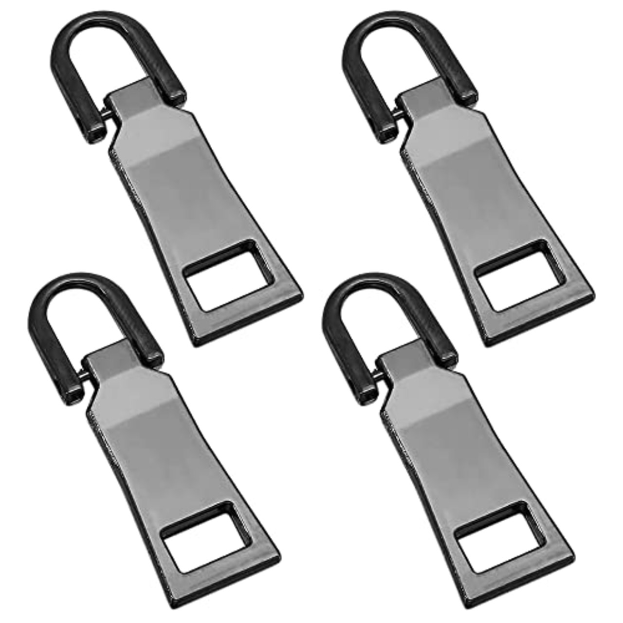 ファスナー 交換用 引き手 4個セット 金属製 チャック ジッパー 持ち手 交換 ファスナー修理用 リュック/財布/衣類/ブーツなど DIY 手芸 手作り 裁縫 (ブラック大きめ5#)