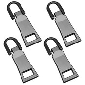 ファスナー 交換用 引き手 4個セット 金属製 チャック ジッパー 持ち手 交換 ファスナー修理用 リュック/財布/衣類/ブーツなど DIY 手芸 手作り 裁縫 (ブラック大きめ5#)