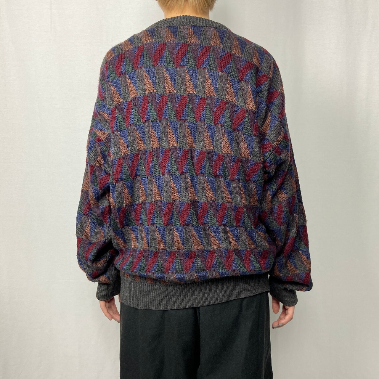 90年代 JANTZEN ジャンセン 総柄 アクリルニットセーター メンズL相当 