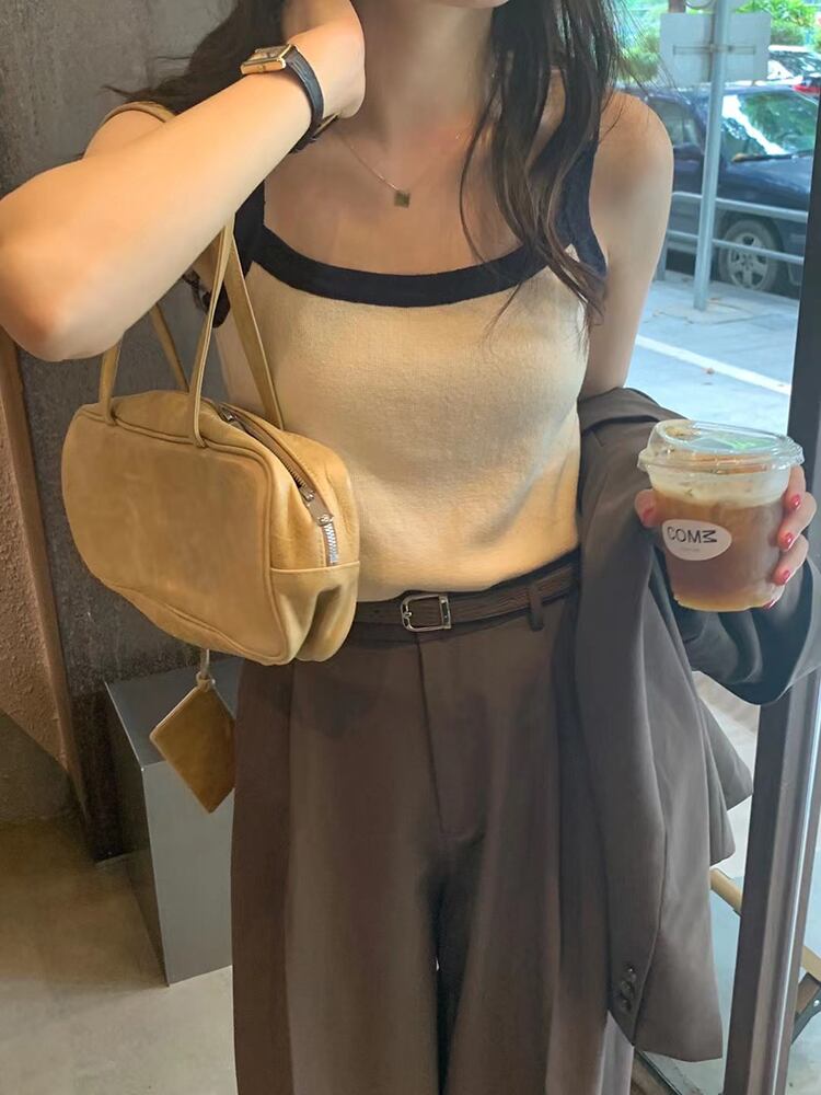 ニットレディースオータムウールノースリーブトップス 秋物 ビッグFスモールZ韓国56465881630