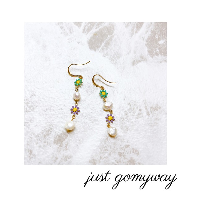 お花淡水パールピアス