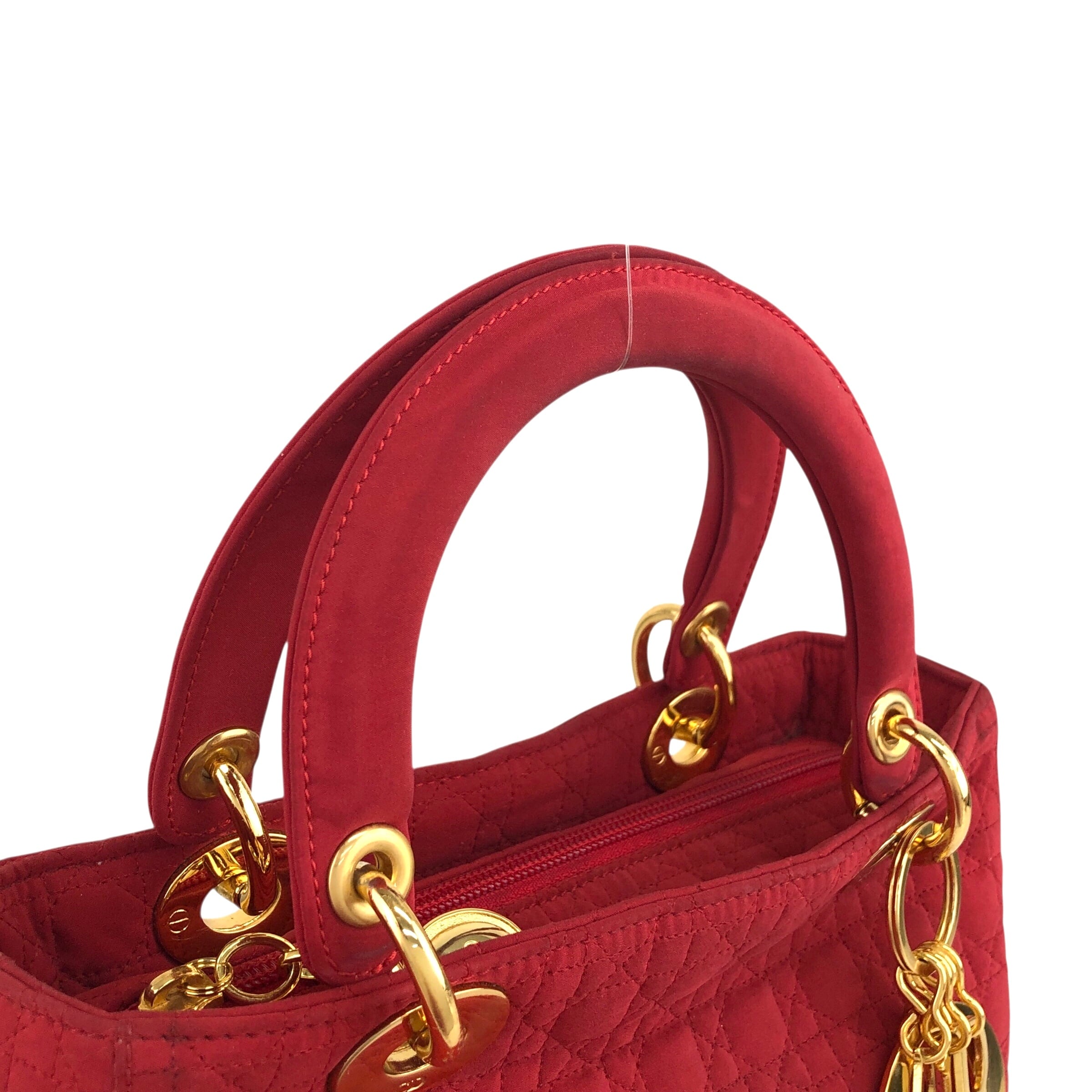 Christian Dior  クリスチャン ディオール カナージュ  ハンドバッグ レッド  ナイロン  cstet8 Christian Dior クリスチャン ディオール カナージュ ハンドバッグ