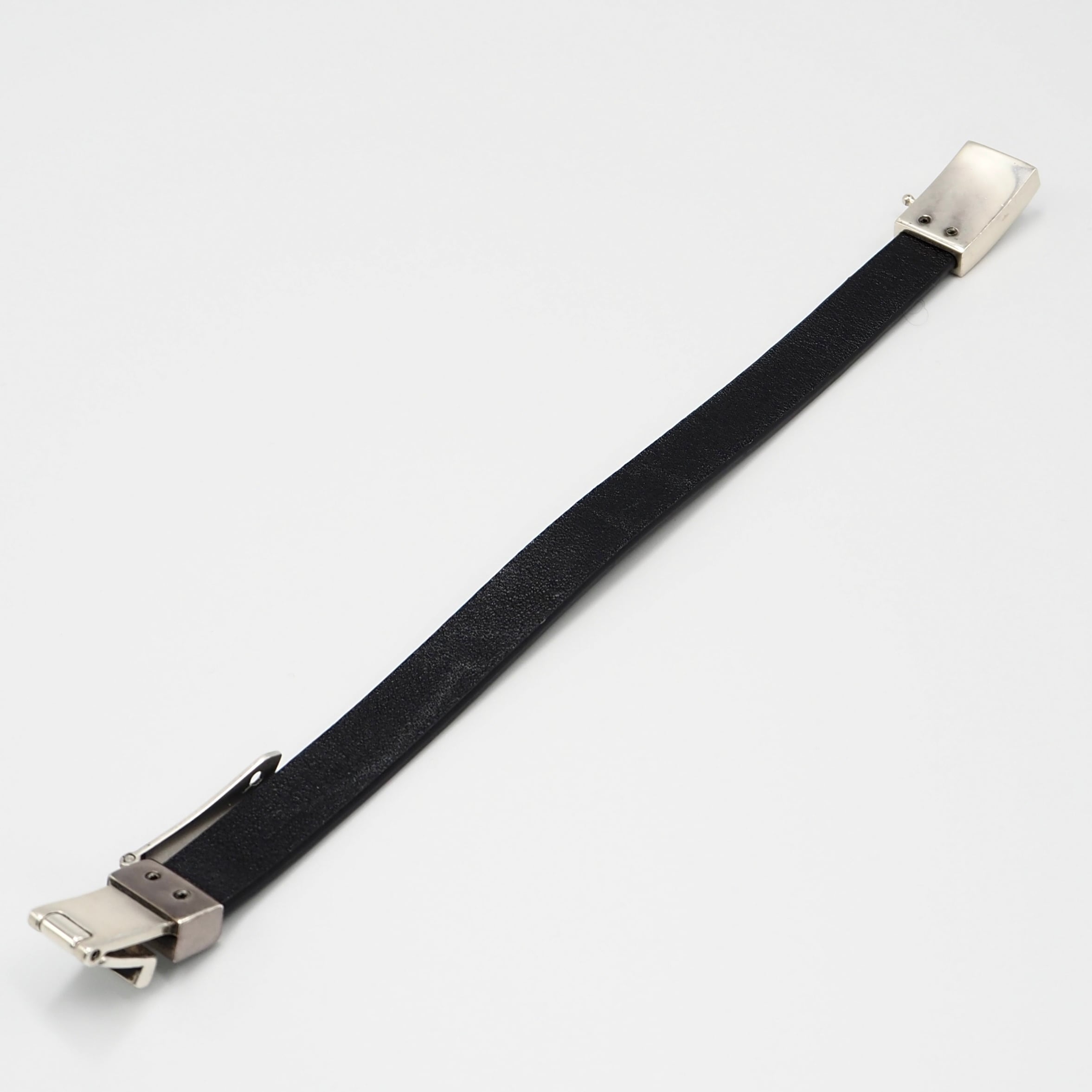 SAINT LAURENT レザーブレスレット シルバー ブラック サンローラン