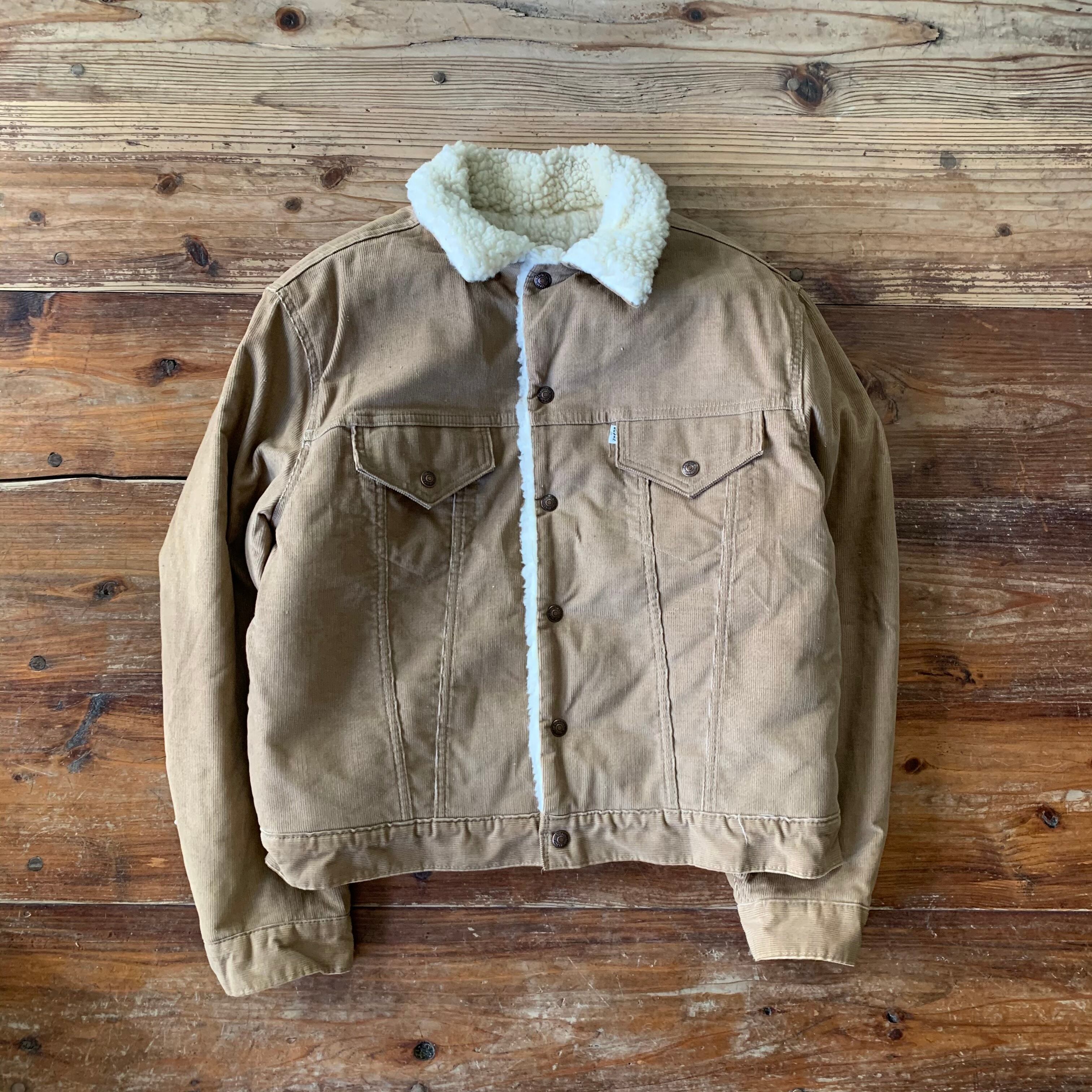 70s Levi's Sherpa Trucker Corduroy Jacket Sand 44 XL