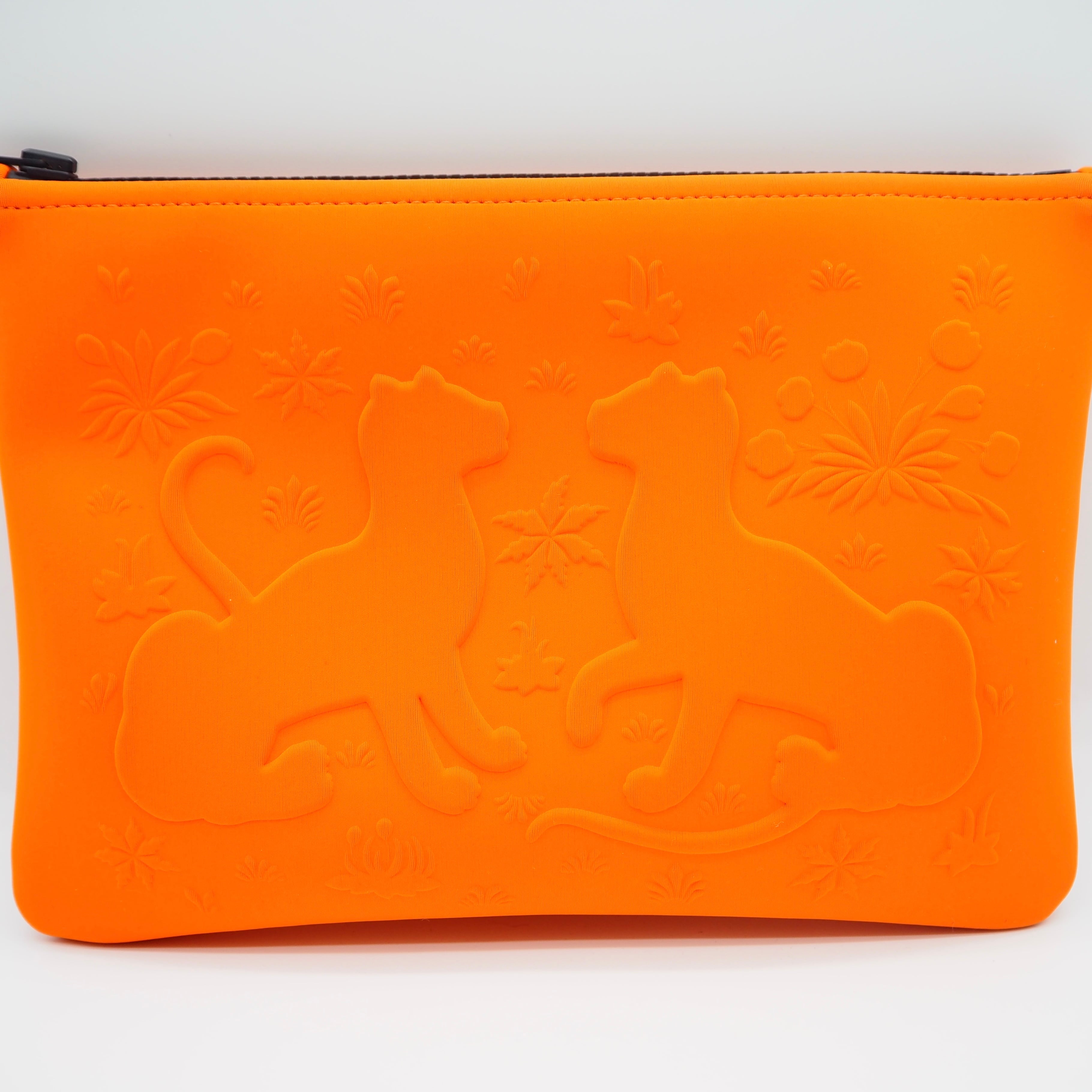 HERMES ネオバン・レオパード MM ポーチ ネオプレン オレンジ エルメス