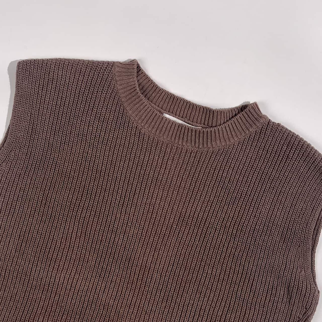 Mila Owen ミラオーウェン リネン混 サイドスリット ニットベスト 0 /ブラウン系 レディース