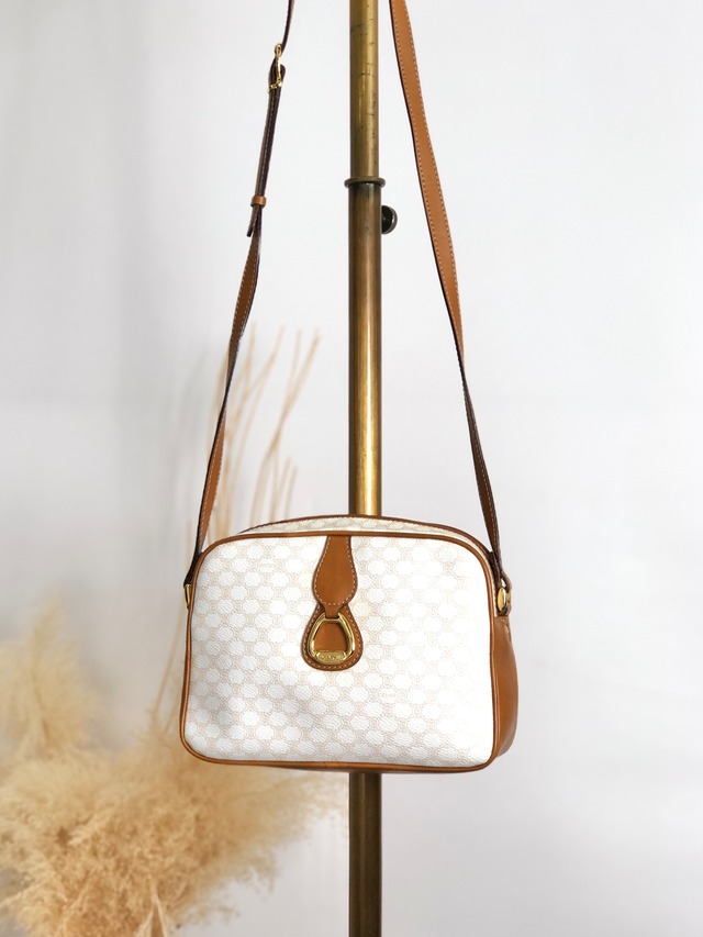 CELINE セリーヌ マカダム ショルダーバッグ ホワイト ホースビット PVC vintage ヴィンテージ オールド wbvsb7