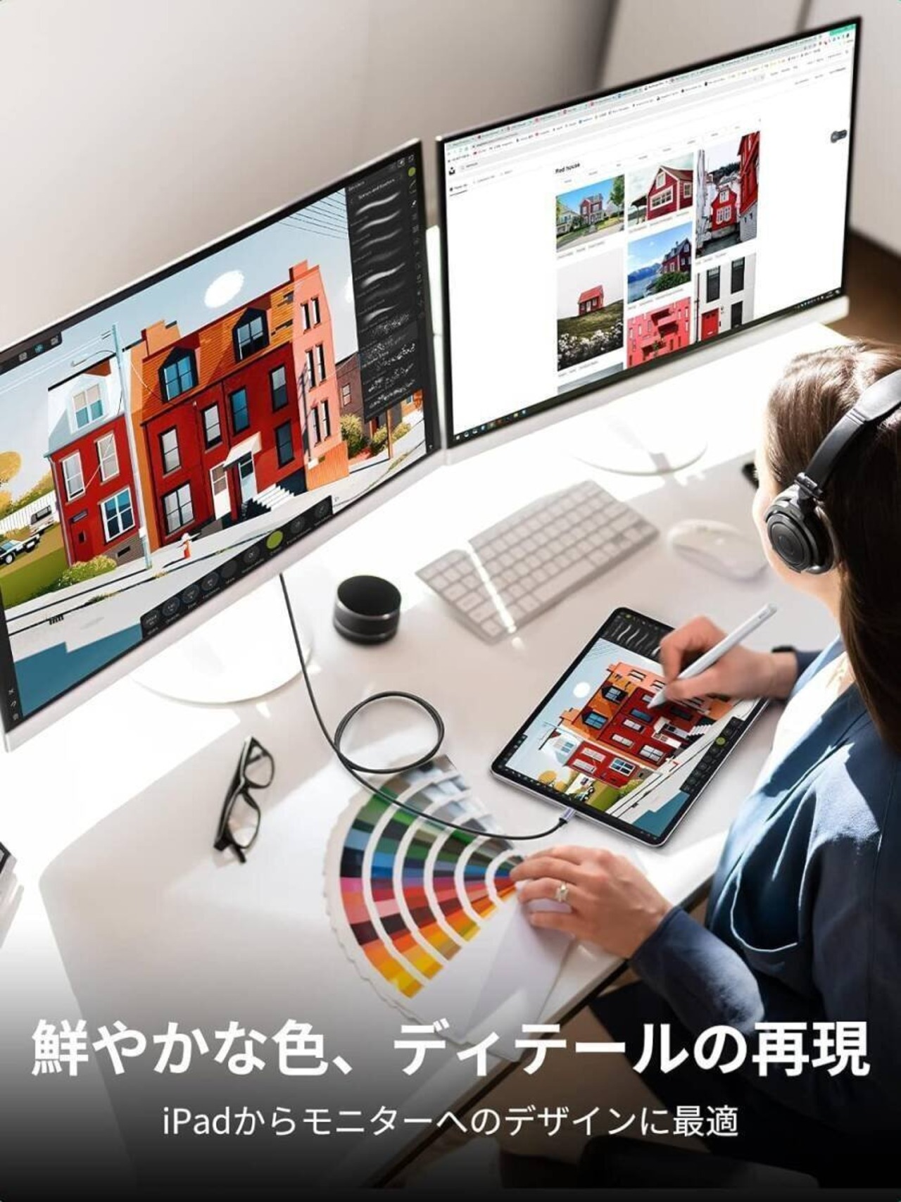 USB Type C HDMI 変換ケーブル 4K@60Hz/2m Thunderbolt 3 ナイロン編み Mac Galaxy Huawei Surface Chromebook 2M