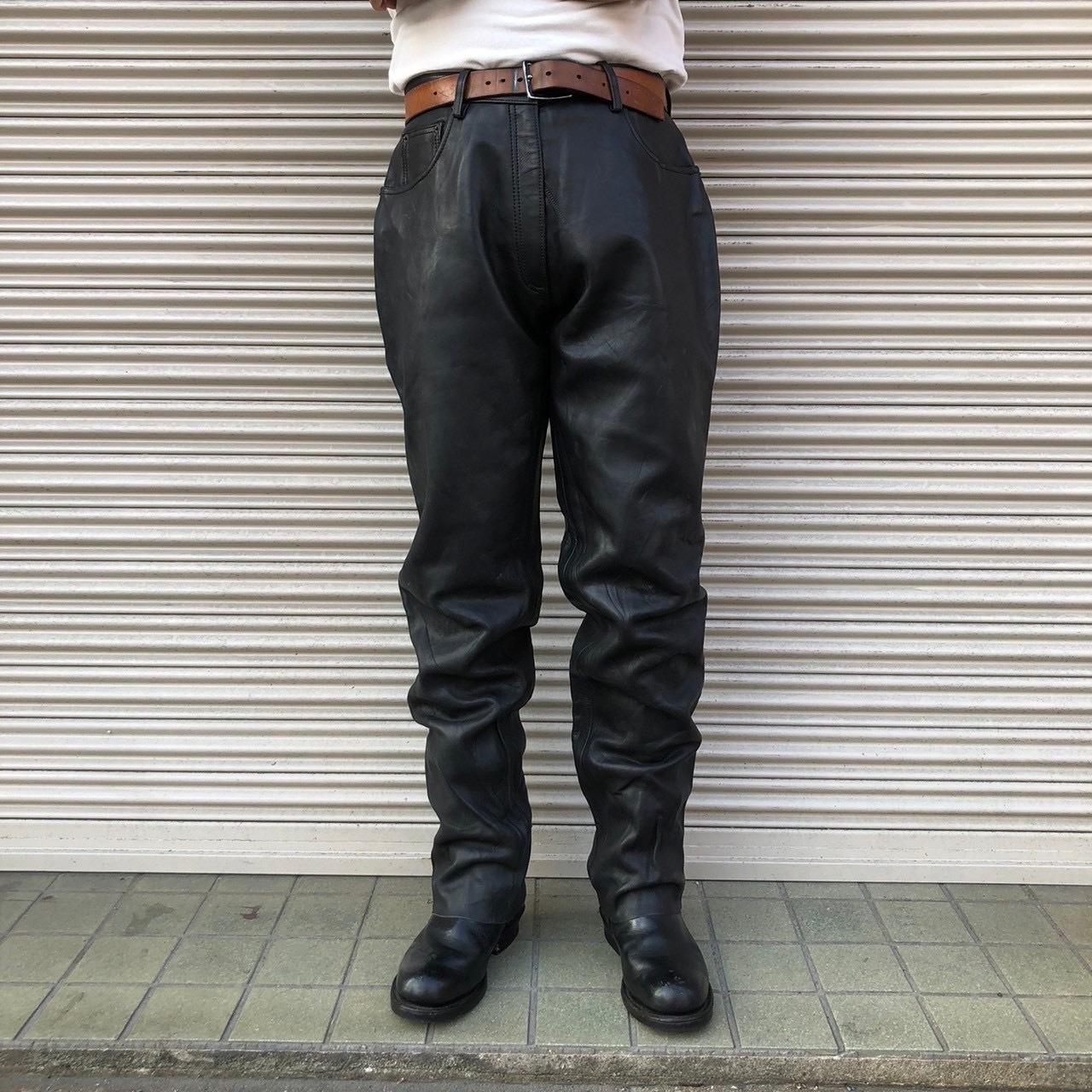 希少 英国 ベルスタッフ Belstaff レザー モーターサイクル パンツ 