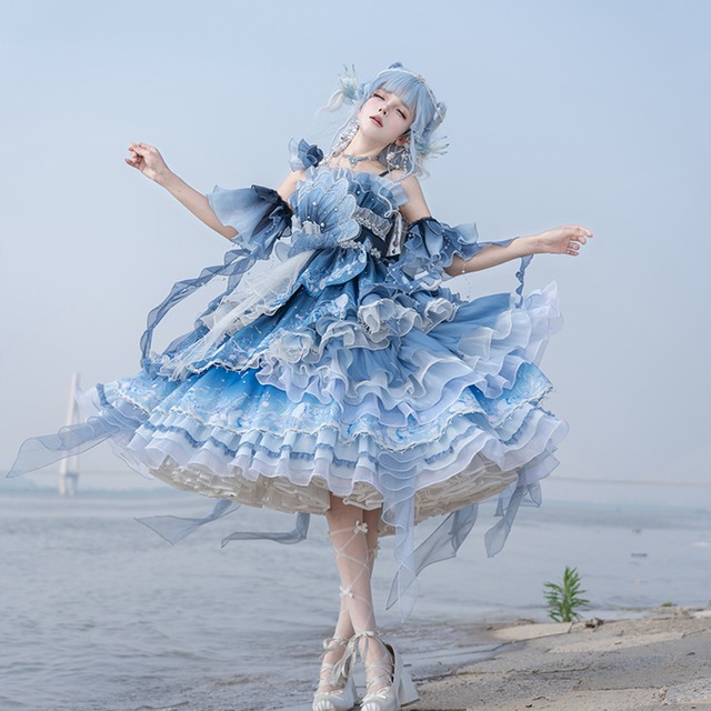 SEASONZ マリンコーデ ふわふわ ジャンパースカート グラデーション スカート かわいい 甘め