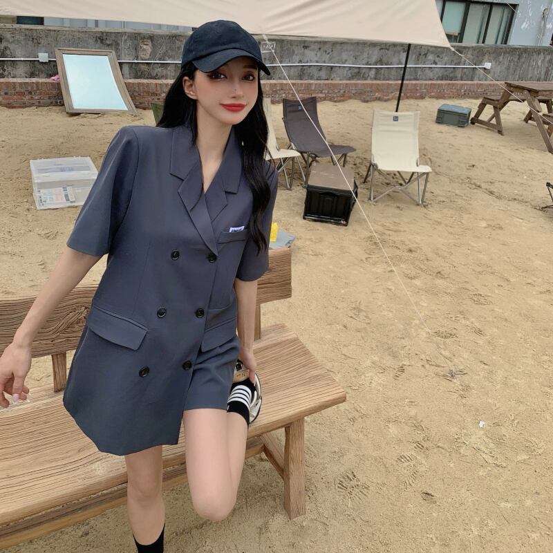 ジャンプスーツ オールインワン ルーズショーツ サマーハイウェスト薄手パンツ 夏物 ブルマー ブラックストロベリース93567580934