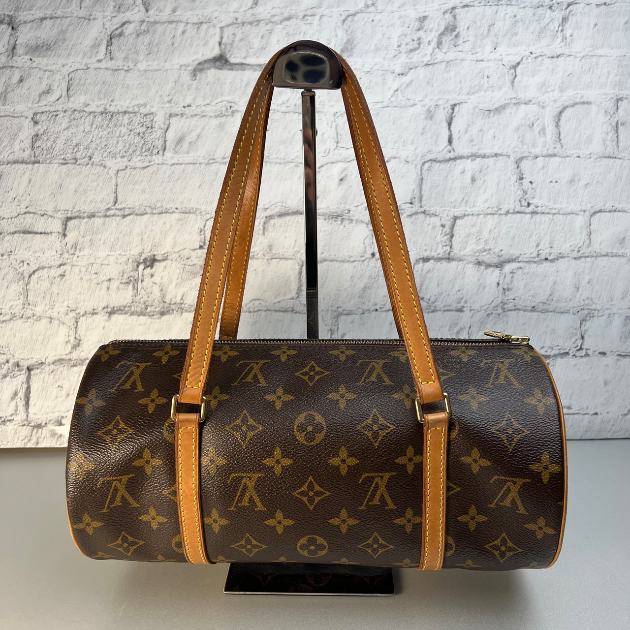 LOUIS VUITTON ルイヴィトン モノグラム パピヨン30  レザー ハンドバッグ ブラウン A-9977