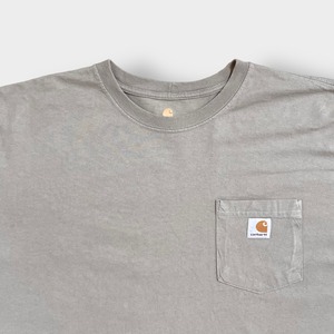 【Carhartt】2XL ビッグシルエット ワンポイント ポケットTシャツ ポケT カーハート ベージュ 半袖 夏物 US古着