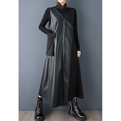 異素材 アシメ ロングワンピース 60054