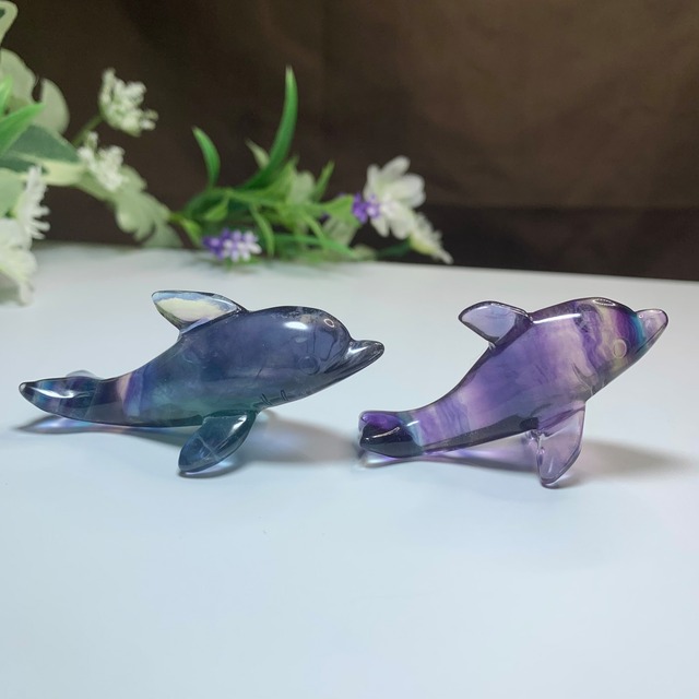 3.海のアニマル♪♪フローライトイルカ☆ペアセット