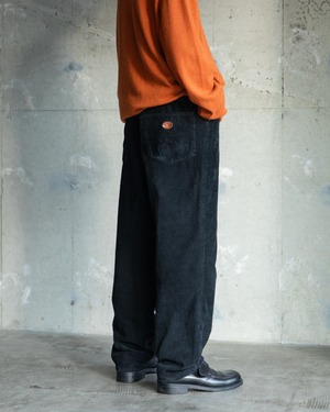 “VALENTINO” black wide corduroy trousers / lined with herringbone twill / Made In ITALY