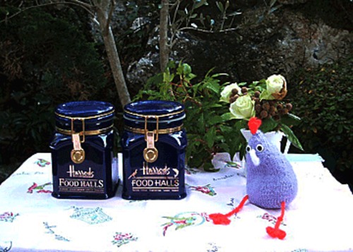 Harrods 2 navy blue container  イギリス　ロンドン　ハロッズ　ネイビーブルーコンテナー