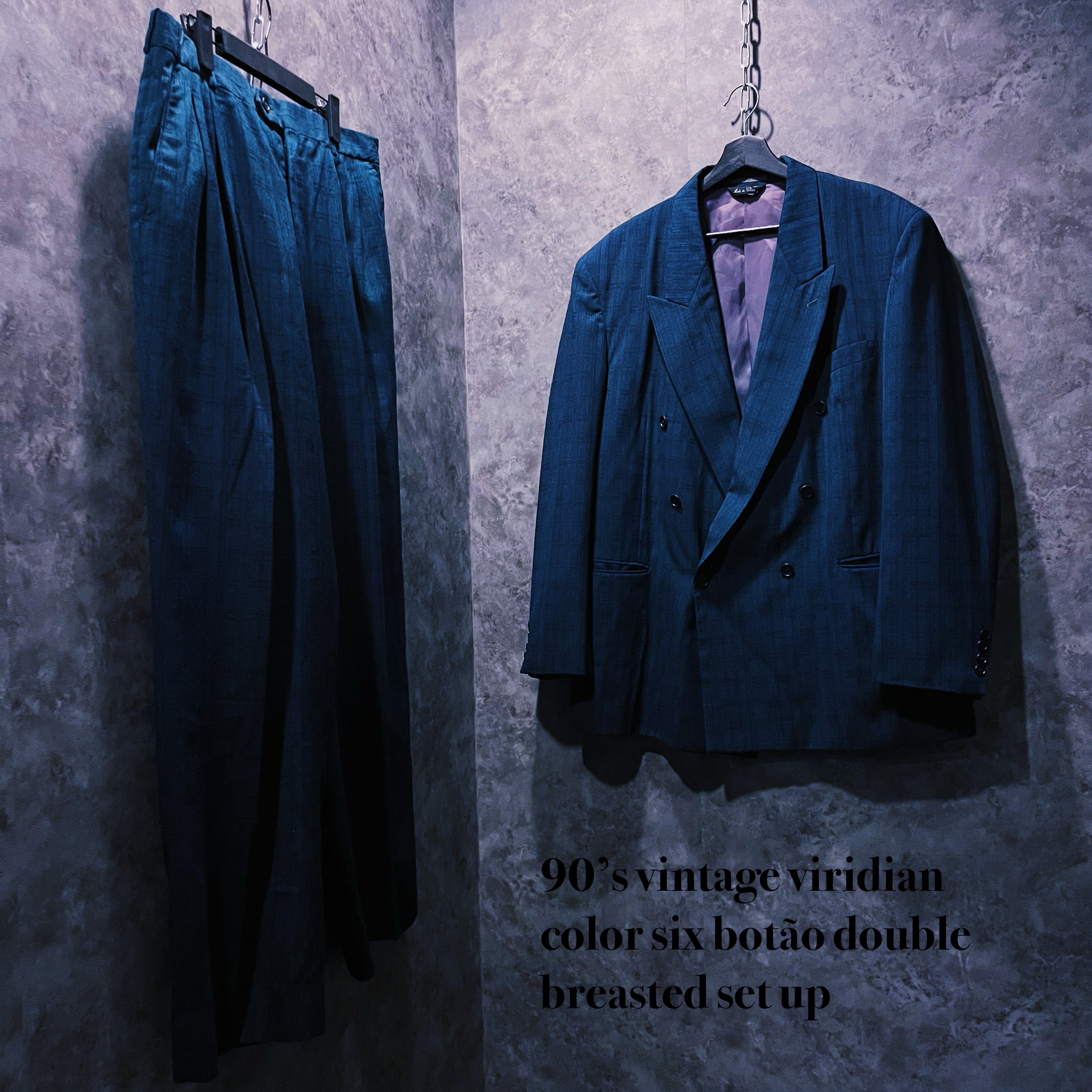 【 doppio】90’s vintage viridian color six botão double breasted set up