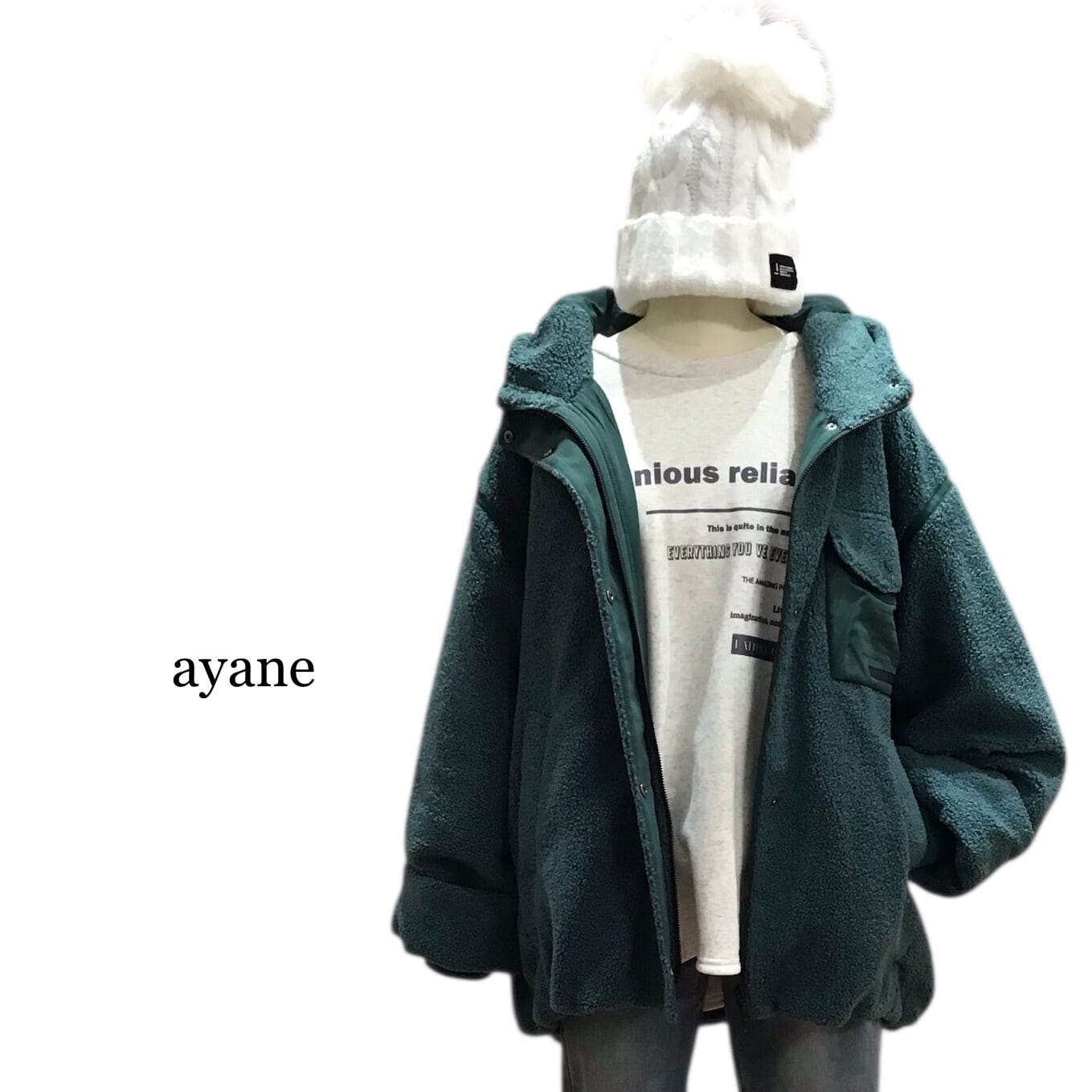 【ayane】フーディ裏キルトボアブルゾン(896101)