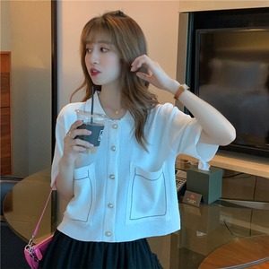 【韓国通販 dgo】カーディガン ショート トップ 夏 2020年 半袖 セーター 女性 気分高まる♪夏のトップス（A1219）