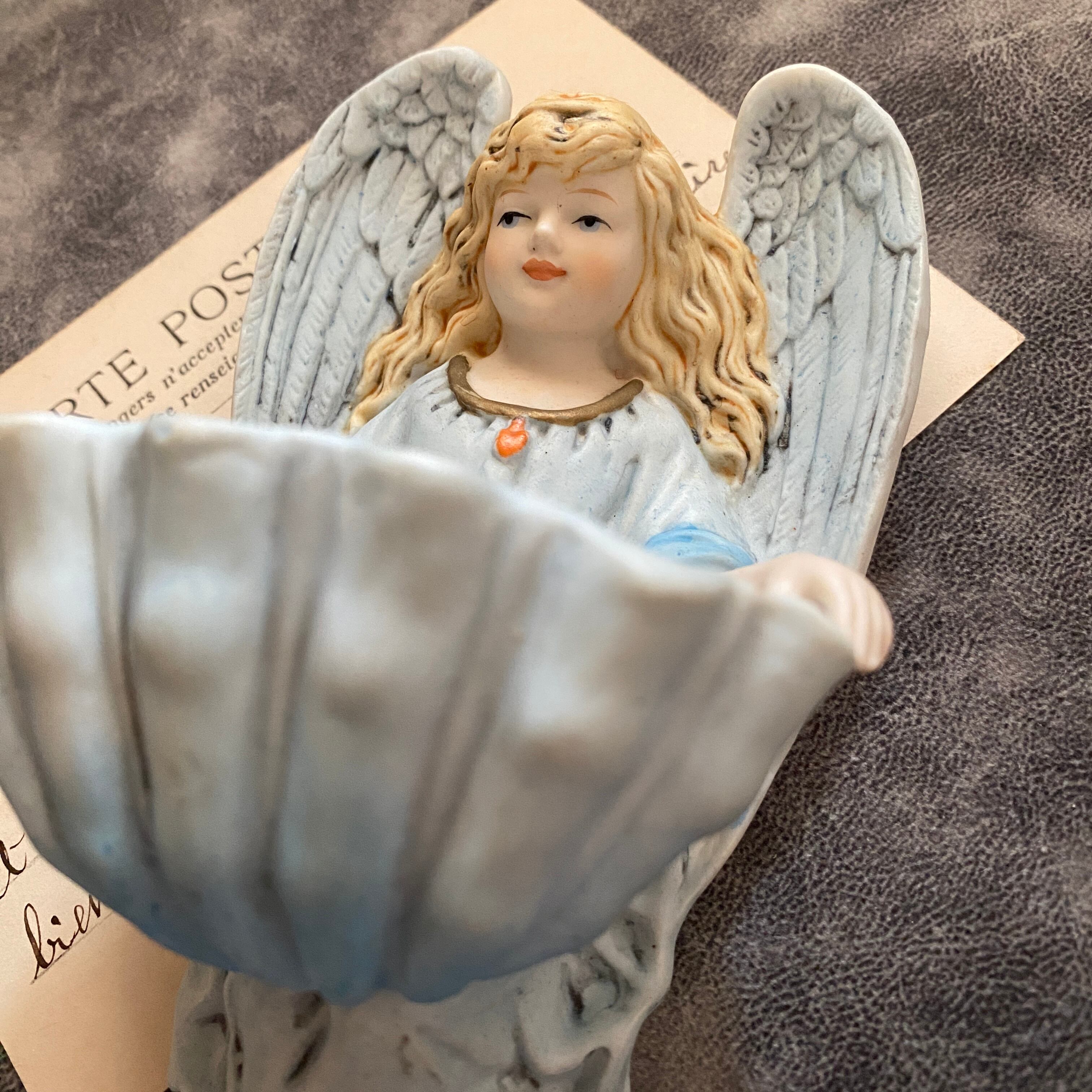 フランス窯アンティークエンジェル聖水盤【The Pale Blue Healing