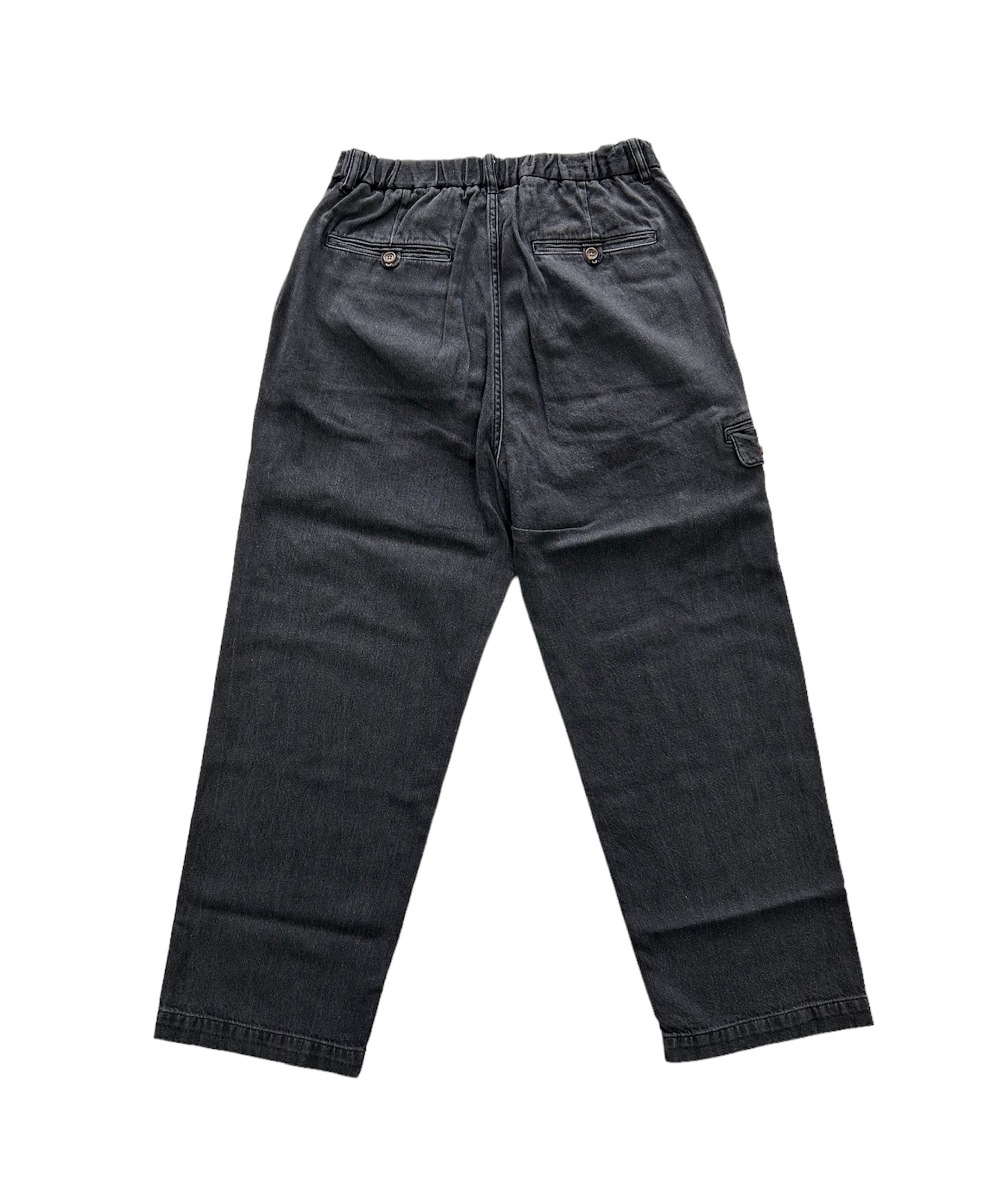 PWA】 LINEN MIX DENIM TROUSERS - BLACK | standlobby