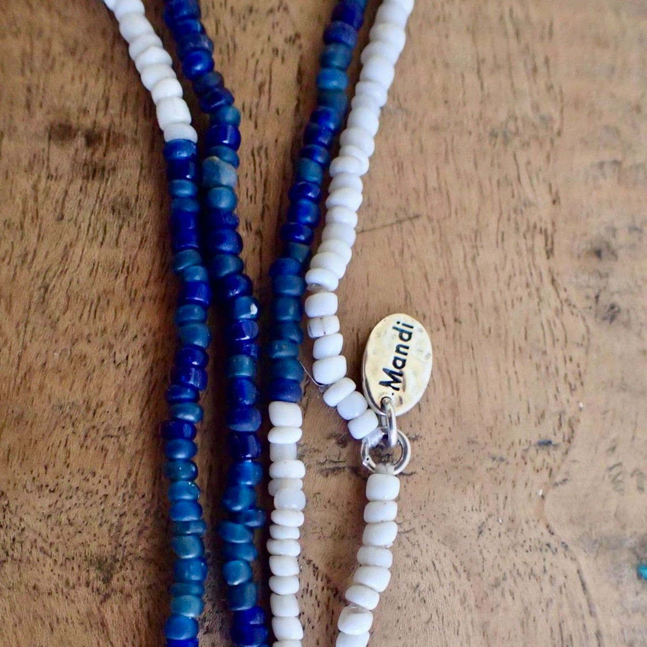 Mandi/マンディ 2Tone Necklace(XS Beads/50cm)(White×Navy)