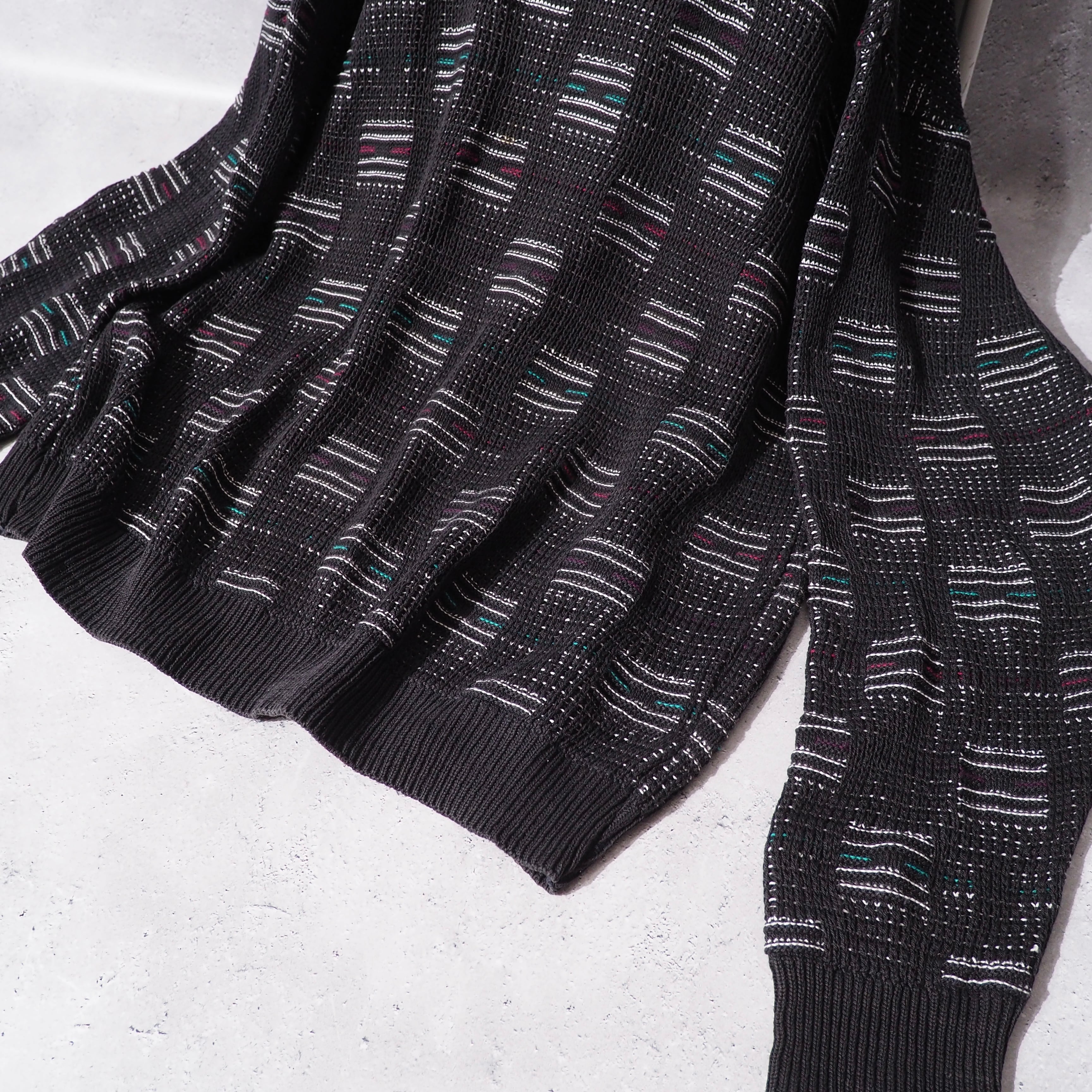 1990s " Made in USA " Geometric Block square patterns vintage loose 3D knit
