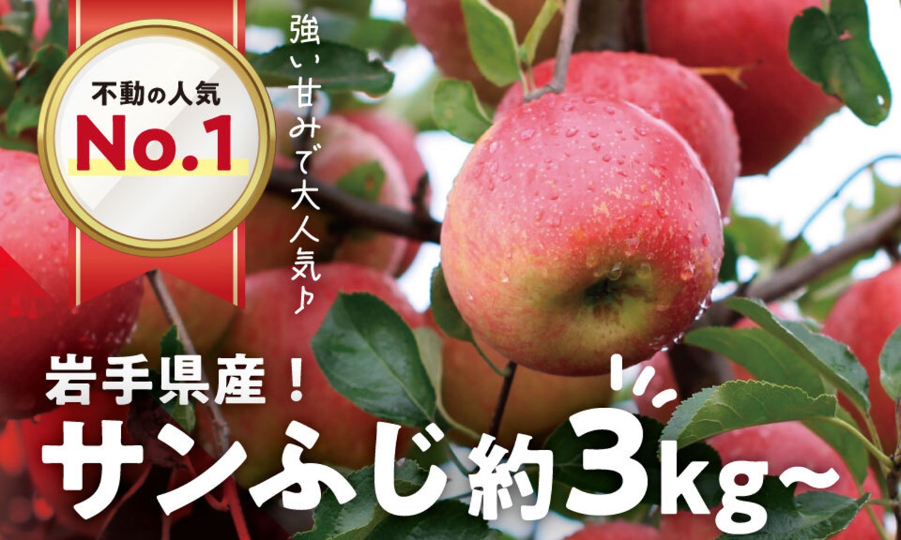 【甘みが強くシャキッと食感！】不動の人気No.1「サンふじ」約3kg～