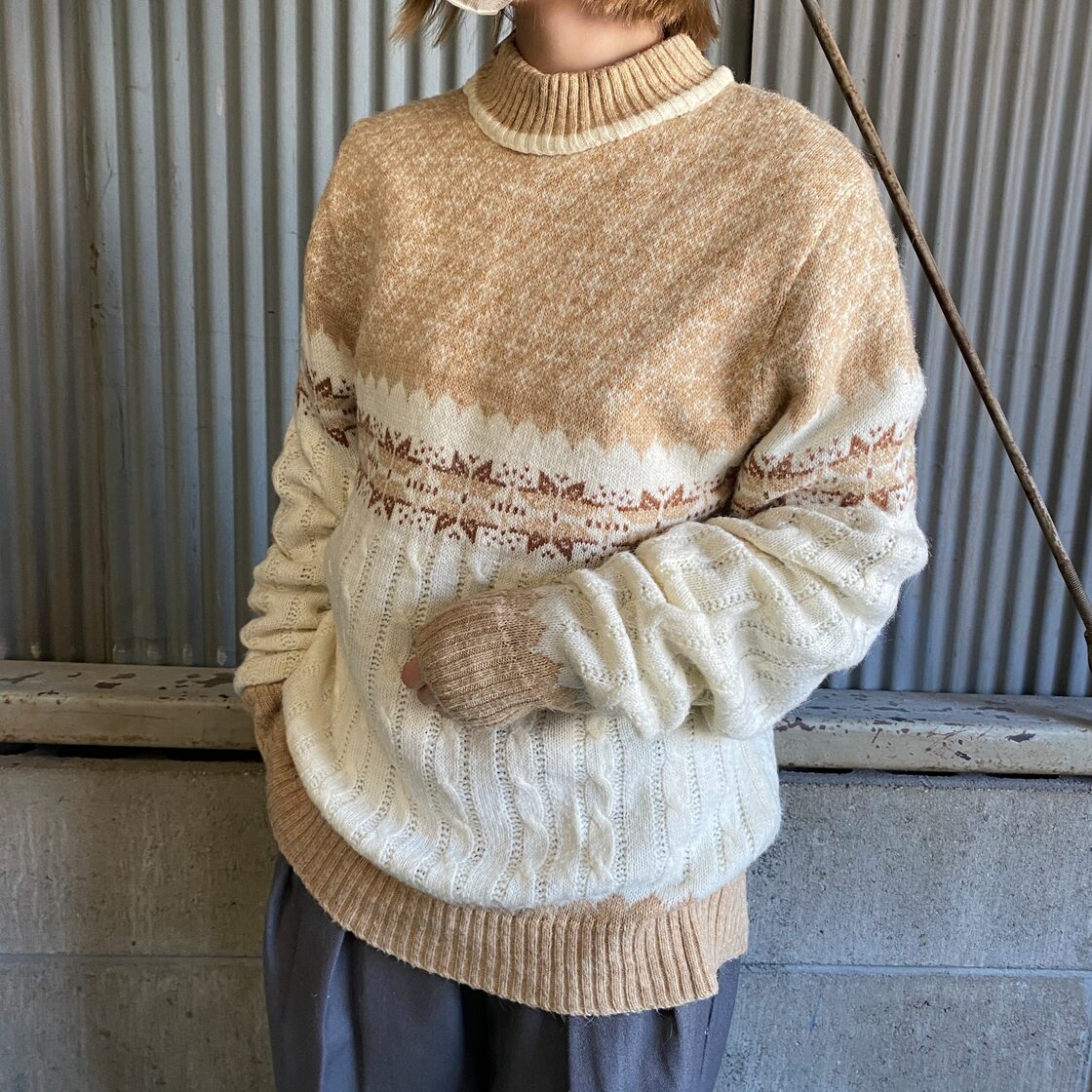 80年代 USA製 Jantzen ジャンセン ノルディック柄 ニットセーター 