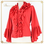 フラメンコ 衣装 エルモサイベリア HERMOSA IBERIA トップス ブラウス レッド系 赤 無地 フリル ボランテ ダンス パーティ 華やか 豪華 舞台 フリルトップス おしゃれ かわいい 衣装用 ダンスウェア ステージ衣装フリルブラウス フェミニン レディース イベント