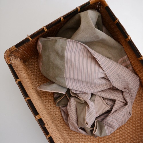 昭和中期 木綿 縞模様 風呂敷 大判｜ジャパンヴィンテージ古布 2トーン フェード ハンドメイド・リメイク素材