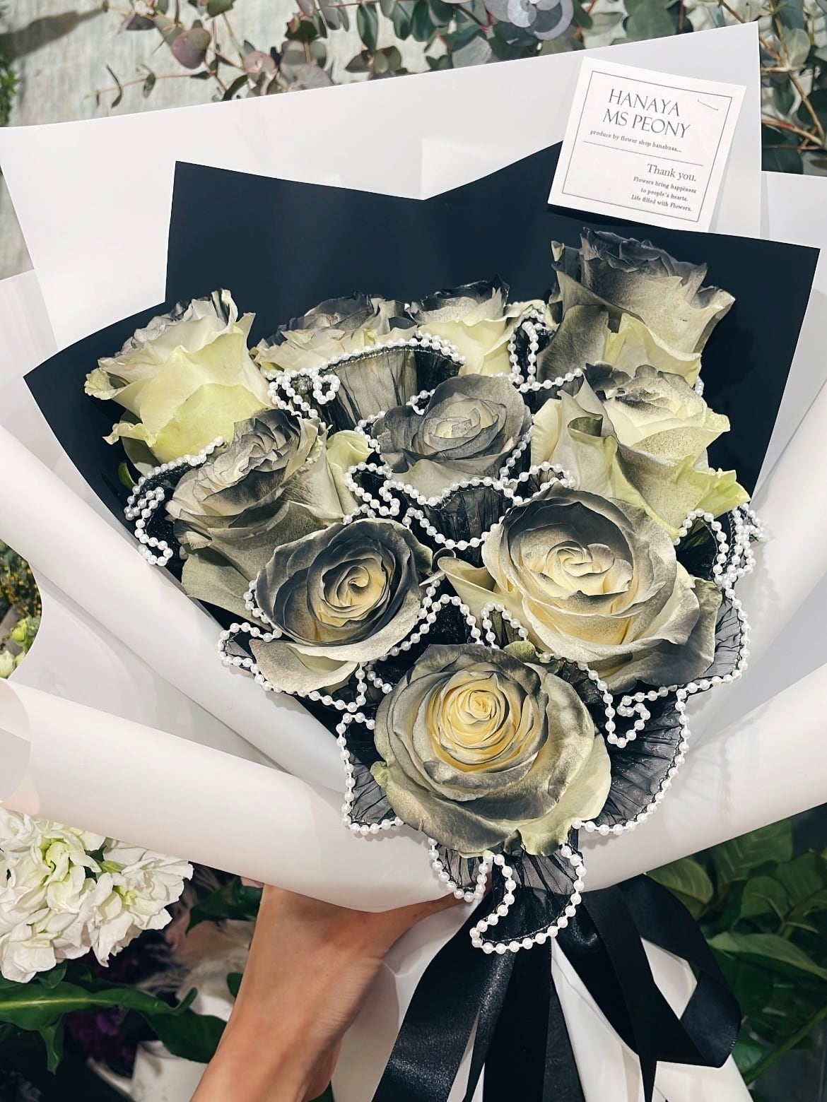 生花Black pearl wave♥rose bouquet | Ms Peony